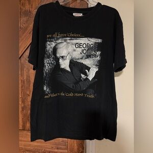 George Jones Black Cotton TShirt “We All Have Choices” Country Band. Size XL